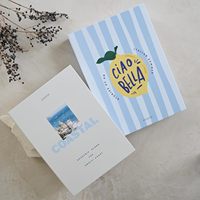 Lot de 2 faux livres décoratifs pliables en carton, bleu clair, style méditerranéen Amalfi, pour table basse