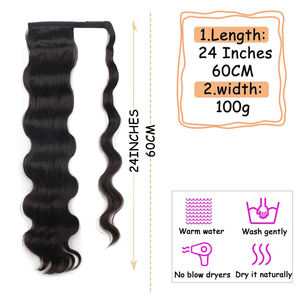 Clip <span class=keywords><strong>de</strong></span> extensión <span class=keywords><strong>de</strong></span> cabello <span class=keywords><strong>de</strong></span> cola <span class=keywords><strong>de</strong></span> caballo sintético en postizo Rubio envolver alrededor del cuerpo Cola <span class=keywords><strong>de</strong></span> Caballo ondulada Cola <span class=keywords><strong>de</strong></span> Caballo larga y suave - Product Image 2