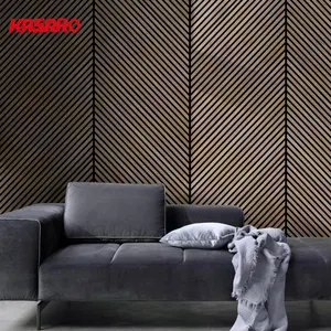 Kasaro Indoor Custom Pattern Of Home Decoration Akupanel Constructions Polyester Slat Acoustic Wall Panels