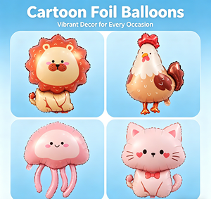 Nuevo Diseño de Globo de Aluminio con Forma de Animal de Dibujos Animados: León, <span class=keywords><strong>Gallo</strong></span>, Medusa, Gato, Gatito, para Decoración de Fiestas o Eventos y Juego Infantil - Product Image 1