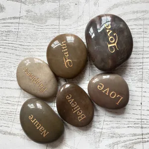 Manufacturer River Stone Crafts Engraved Precious Words Prayer Inspirational Natural Pebble Rocks Etched Christmas Birthday Gift