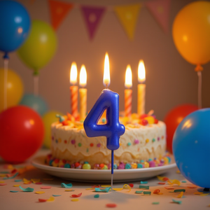 Bougie d'anniversaire bleue numéro 4 Party Love 6 cm Candles Vela - Product Image 3