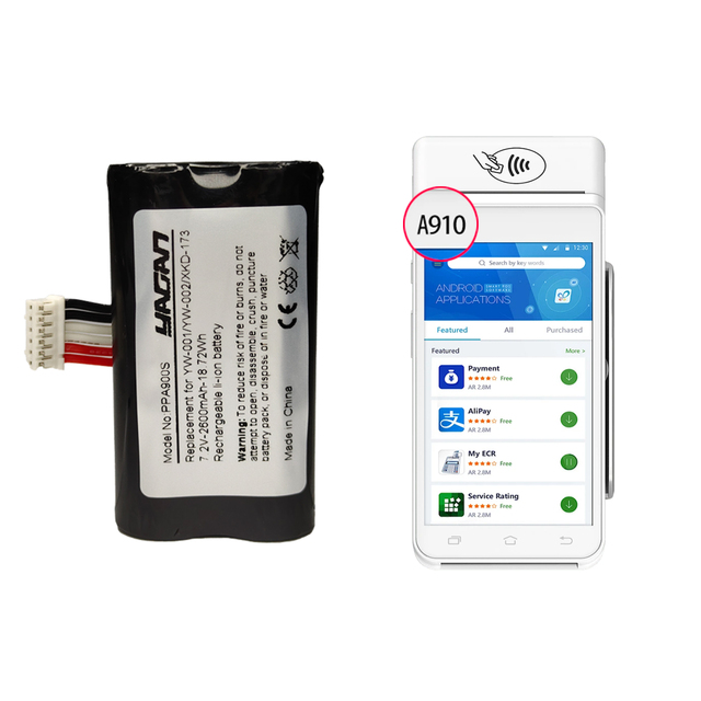 YaDan YW-001 YW-002 XKD-173 7.2V 2600mAh 18650 Lithium Ion Longlife Cycles Rechargeable Battery for Electronic Payment Terminal
