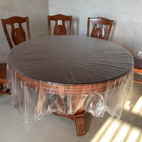Nappe en plastique jetable transparente, imperméable et résistante à l'huile, style drap plat pour tables rondes/rectangulaires
