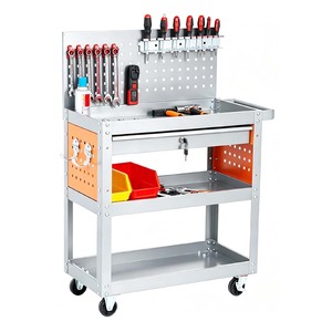 Armoire à outils en acier pour atelier de réparation automobile, étagères amovibles, roulettes, capacité de charge 300 kg, serrure à clé, longueur personnalisable, garantie 3 ans - Product Image 1