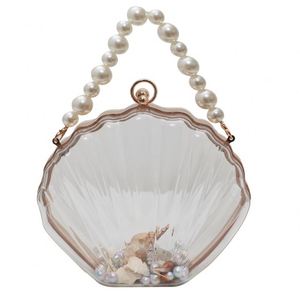 Wholesale Fashion Acrylic Case Clear Ladies Wallet <b>Chain</b> Shoulder Clear Wallet 2022 Shell Shape Ladies <b>Handbag</b> <b>Handbag</b> - Product Image 1