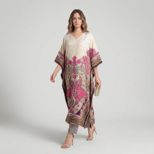 Caftán Maxi para Mujer, Vestido Largo de Poliéster con Plumas de Seda, Corte Holgado, Elegante y Fluido, Atuendo Modesto para Verano, Invierno, Otoño y Primavera - Product Image 1
