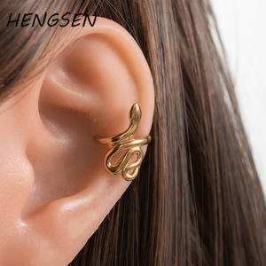 HENGSEN Non <span class=keywords><strong>Piercing</strong></span> <span class=keywords><strong>or</strong></span> acier inoxydable bijoux manchette boucles d'oreilles Vintage mode serpent oreille manchette Animal oreille os Clips pour les femmes - Product Image 5
