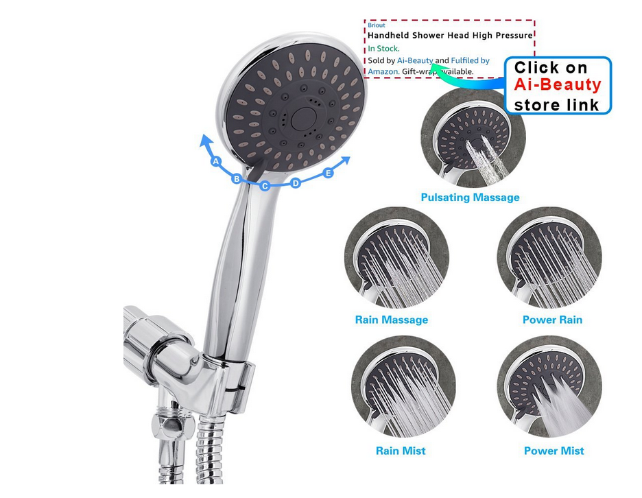 chauds 5 Réglages De Jet de Massage Spa Détachable haute pression pomme de douche à main avec Tuyau et support réglable