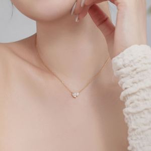Elegante Collar con Colgante de Doble Corazón de Plata de Ley Hipoalergénica, Sin Deslustre, con Diamante Creado en Laboratorio, Moissanita y Circonita 5A de Dylam - Product Image 2