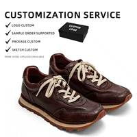 Chaussures décontractées en cuir véritable pour hommes, avec logo personnalisé, semelle souple, lacets, antidérapantes, respirantes, en cuir de cheval vieilli, vente en gros