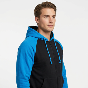 Sudadera con capucha y cremallera completa de manga raglán con logotipo personalizado, forro polar, unisex, estilo casual de invierno - Product Image 4