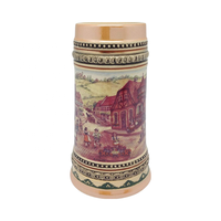 OktoberfestHaus - Chope à vin et à bière en porcelaine écologique de 0,7 litre - Couvercle en aluminium - Verre transparent - Design moderne - Pour les amateurs de vin