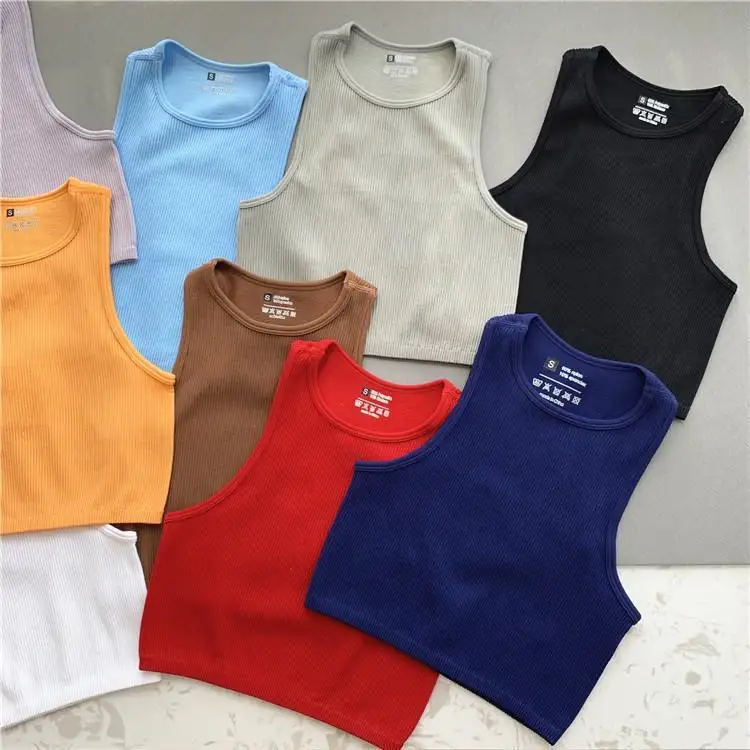 Yoke Wholesale Femininas Moda 2023 Tube T-shirt Seamless Crop Streetwear Sleeveless Knit Casual Ribbed Corset Tank Top For Women