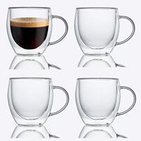 BS-2, cangkir kopi borosilikat es Espresso Demitasse transparan 150ml 5oz