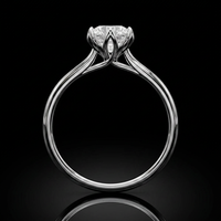 Bague de fiançailles solitaire minimaliste en argent sterling 925 pour femme, sertie de moissanite créée en laboratoire au Vietnam, certifiée GRA, avec boîte