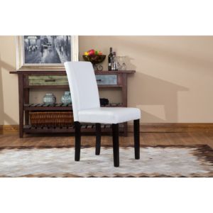 Juego de 2 sillas Parson acolchadas de polipiel de madera maciza de estilo urbano DB para sala de estar blanca - Product Image 3