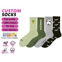 Chaussettes mi-mollet unisexes de haute qualité pour le printemps, avec logo personnalisé sur le bord, impression numérique dessinée à la main, confortables, tricotées, séchage rapide