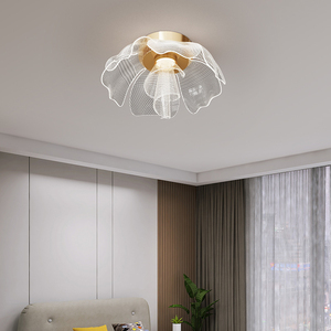 โคมไฟพัดลมเพดาน LED รุ่นใหม่ แสงสีขาวนวล ฐานไม้ ฝาครอบอะคริลิก ติดตั้งบนพื้นผิว สำหรับห้องนั่งเล่น รับประกัน 3 ปี CRI 80 - Product Image 1