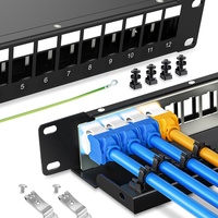 Enmane Panneau de brassage blindé 12 ports STP Cat6/Cat6A RJ 45 10 pouces avec cache-poussière en métal pour les amoureux des chats
