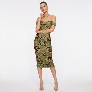 Robe de soirée longue Yijiayi-Alluring de marque Guangdong, col épaules dénudées, couleur unie, tricotée numérique 260g, pour événements formels, modèle YJYL5(<span class=keywords><strong>306</strong></span>) - Product Image 3