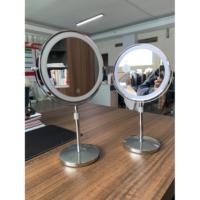 Miroir de maquillage LED rond Art Déco moderne en métal avec interrupteur tactile, miroir de bureau portable écologique, vente directe d'usine