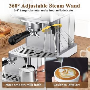 Pantalla digital de <span class=keywords><strong>tiempo</strong></span> y temperatura, bomba <span class=keywords><strong>italiana</strong></span> de 20 BAR, sistema de espuma de leche hecho a mano, filtro de 1 o 2 tazas, máquina de café perfecta - Product Image 3