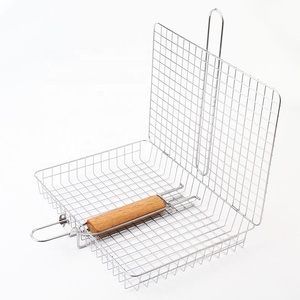 Juego de cestas para asar, parrilla de acero inoxidable plegable y portátil para barbacoa, para pescado, camarones y verduras, ideal para acampar al aire libre. - Product Image 5