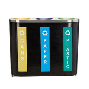 Mobilier d'extérieur Grande poubelle 3 en 1 en acier inoxydable Poubelle publique commerciale classée Poubelle de centre commercial Poubelle - Product Image 2