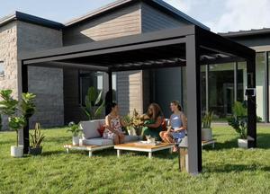 Kits <span class=keywords><strong>de</strong></span> toiture <span class=keywords><strong>de</strong></span> pergola en aluminium pour <span class=keywords><strong>jardin</strong></span>, couverture <span class=keywords><strong>de</strong></span> patio arrière 4m x 3m, auvent rétractable avec toit à lamelles et écran - Product Image 6