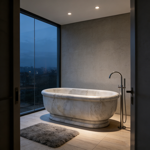 <span class=keywords><strong>Baignoire</strong></span> en marbre chinois moderne, gris naturel, ovale, à rebord roulé, autoportante, pour l'extérieur, idéale pour les hôtels - Vente chaude - Product Image 5