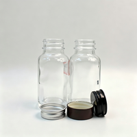 Bouteilles en verre vides pour lait et boissons aux fruits, carrées, 100 ml, 250 ml, 350 ml, 500 ml, avec bouchon en aluminium