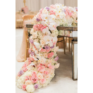 Decorazioni per Feste, Runner da Tavola con Rose Bianche Artificiali, Decorazioni per Matrimoni, <span class=keywords><strong>Fiori</strong></span> Artificiali - Product Image 3