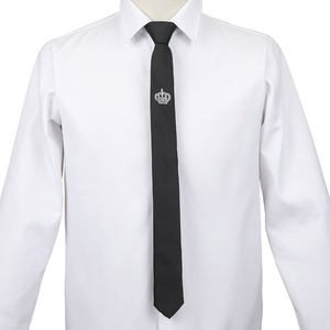 <span class=keywords><strong>Cravate</strong></span> avec logo personnalisé Cravates en jacquard tissé en soie ou polyester Cravates avec logo King's Crown <span class=keywords><strong>Cravate</strong></span> fine avec fermeture éclair et <span class=keywords><strong>pré</strong></span>-nœud pour hommes - Product Image 1