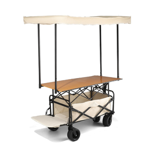 Carrito de Comida Portátil Plegable con Mesa Plegable, Tienda Móvil con Toldo, Carrito de Camping Plegable - Product Image 3
