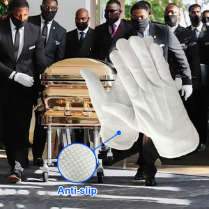 Chống trượt PVC chấm mồ hôi hấp thụ thoáng khí trắng bông bồi bàn Sommelier Quan Tài diễu hành tang lễ pallbearer tay găng tay - Product Image 2