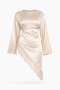Abbigliamento Islamico 2026 Loriya Abaya Modesto Starlight Asimmetrico in Pizzo e Raso, Abiti da Donna di Dubai, <span class=keywords><strong>Vestito</strong></span> Lungo Modesto con Top in Pizzo - Product Image 5