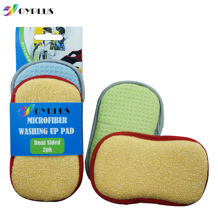 Wholesale Microfiber Dish Washing Sponge Scouring Pad Household Clean Tool Accessory Kitchen Cleaning Scrubber Sponge