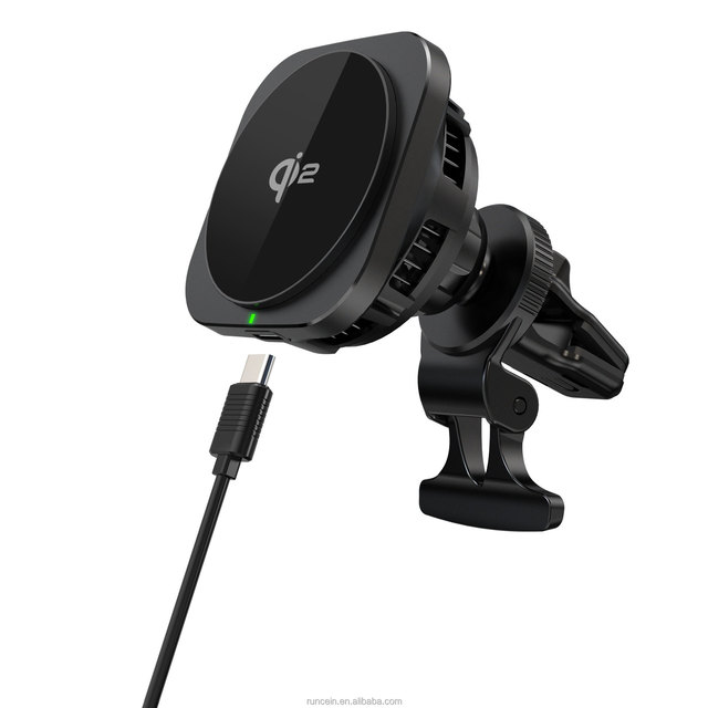 RUNCEIN Smart Electric Car Cooling Wireless Charger 15W Output Power PD 3.0 OTP OVP Protection US Socket Standard Magnetic Phone