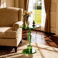 Table d'appoint ronde en acrylique, table de chevet, table sur pied pour salon, chambre à coucher, balcon