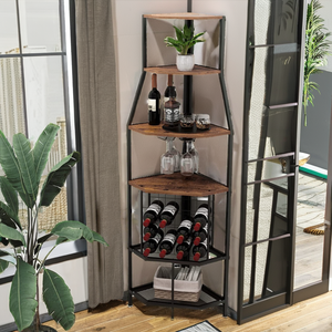 Meuble d'angle WALDEN pour salon, rangement, casier à vin, multi-niveaux, gain de place, en fer - Product Image 2