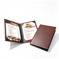 Porte-menu de restaurant en cuir PU personnalisé, couverture rigide, dossier de menu de café, porte-menu d'hôtel avec poches transparentes