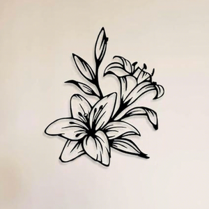 Décoration murale minimaliste en métal, design floral découpé au laser, cadre rectangulaire, œuvre d'art décorative pour l'intérieur de la maison - Product Image 3