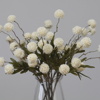IJ011 Faux Silk Crisantemo Pompón Seda Flor Bola Diente De León Flores artificiales Plantas Ramo para la decoración de la boda