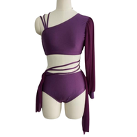 Ensemble justaucorps personnalisé robe de danse lyrique à bretelles spaghetti en mousseline de soie bordeaux