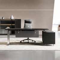 Bureau de direction électrique moderne et minimaliste, écologique, réglable en hauteur, avec armoire latérale de rangement
