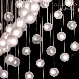 Unique Design Indoor Decoration Lighting For Hotel Villa Acrylic Ball Led Long Stairwell Chandelier