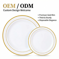 Ensemble de vaisselle jetable écologique en plastique, assiettes dorées/argentées/rose pour fêtes, mariages, Thanksgiving, luxe