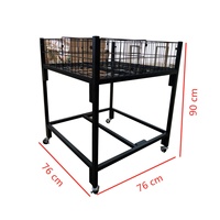 Noir Mat monocouche Fil Maille Panier Mobile D'affichage En Métal de Support De Promotion De Table Mobile À Roues De Stockage Cage Chariot