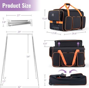Sacs de transport à roulettes pour vêtements avec porte-vêtements, grande capacité, durables, imperméables, sacs de voyage pour concours de ballet pour enfants - Product Image 3